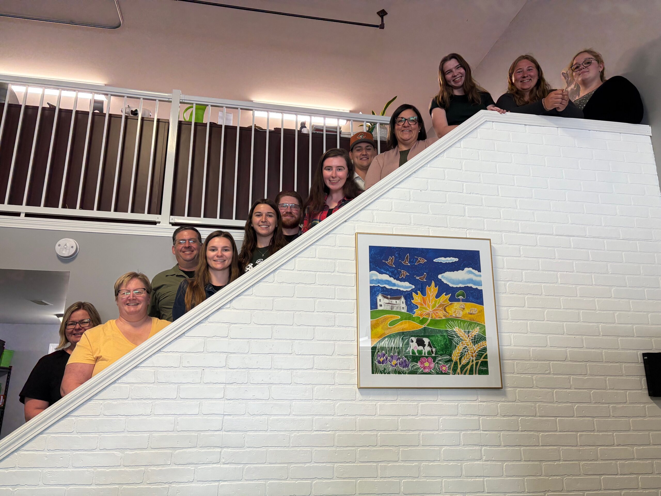 Manitoba 4-H Council group photo on a staircase
