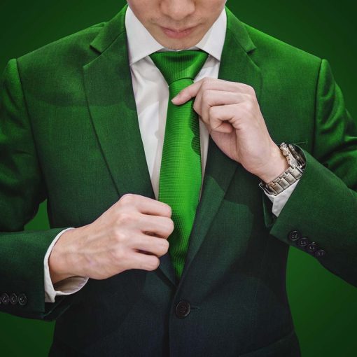 Man in green suit with green necktie